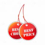 Pair of Red Best Choice and Best Price Tags
